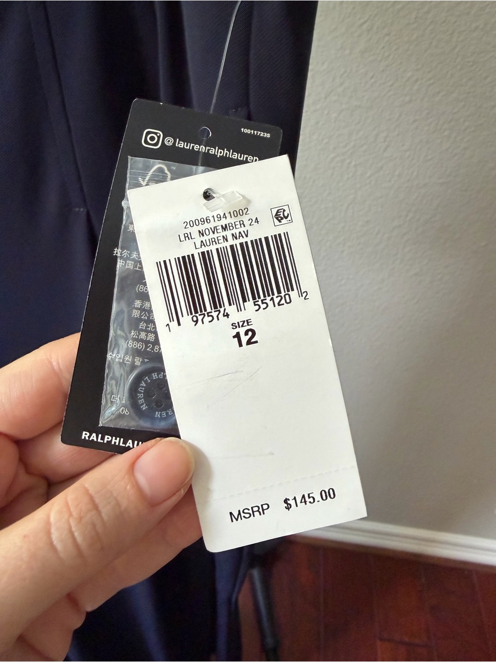 Lauren Ralph Lauren Women's Pleated Stretch Jersey Wide-Leg Pants Navy - Picture 9 of 10